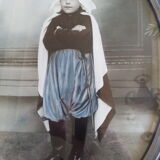 Oval frame with Art Nouveau colorized photo