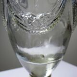 Vintage decorative jug in moulded glass and gilded brass, Italy circa 1980.