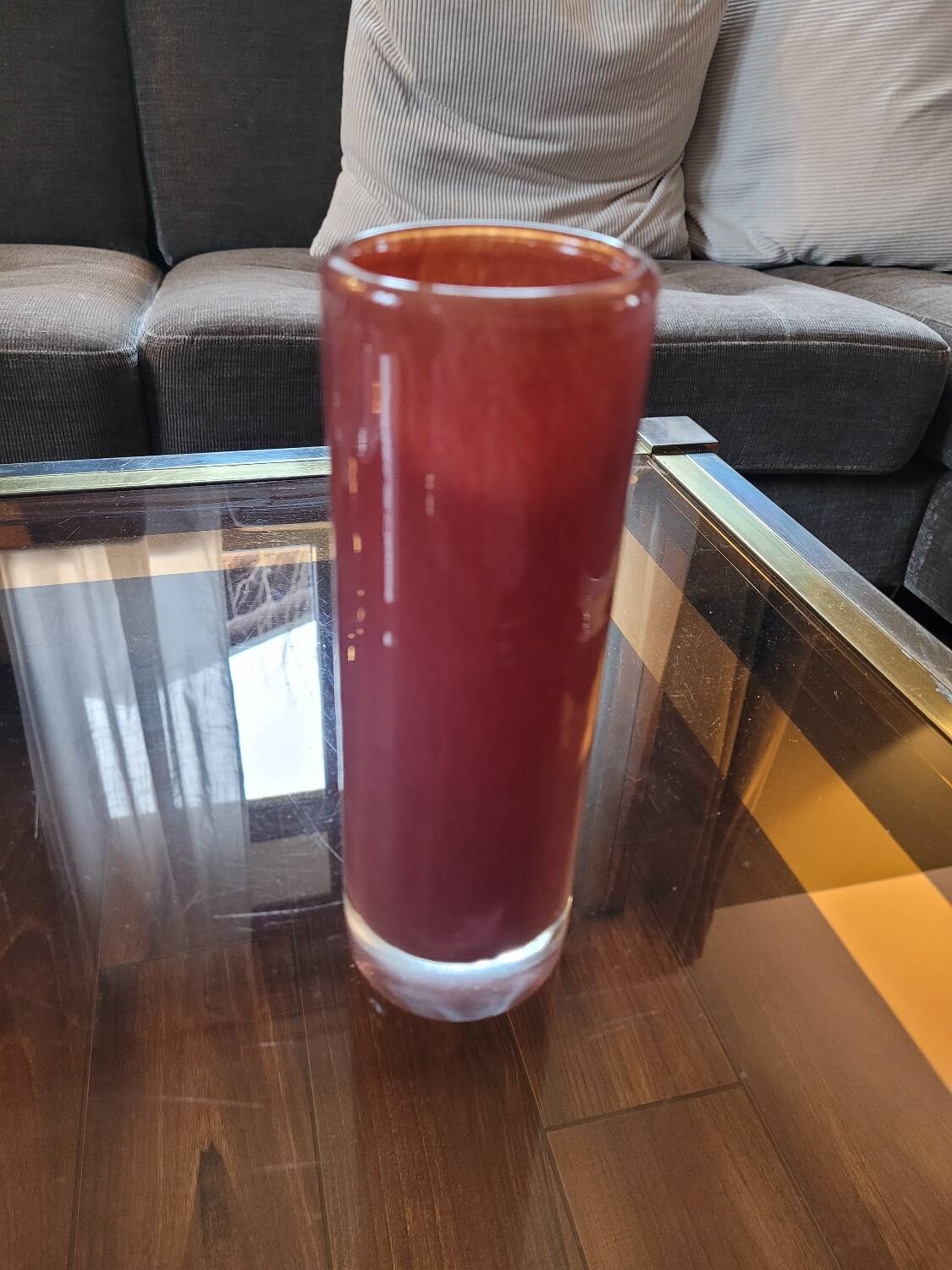 Brown cylinder vase in thick glass