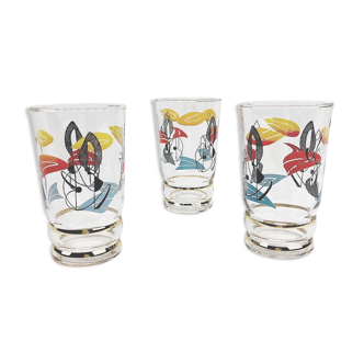 Mid-Century glass trio with abstract patterns