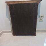 Trypic mirror, with tablet. Velvet and openwork metal braces