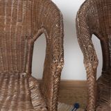 Vintage Rattan Armchair, wicker, set of 3