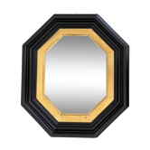 Miroir octogonal biseauté noir et or