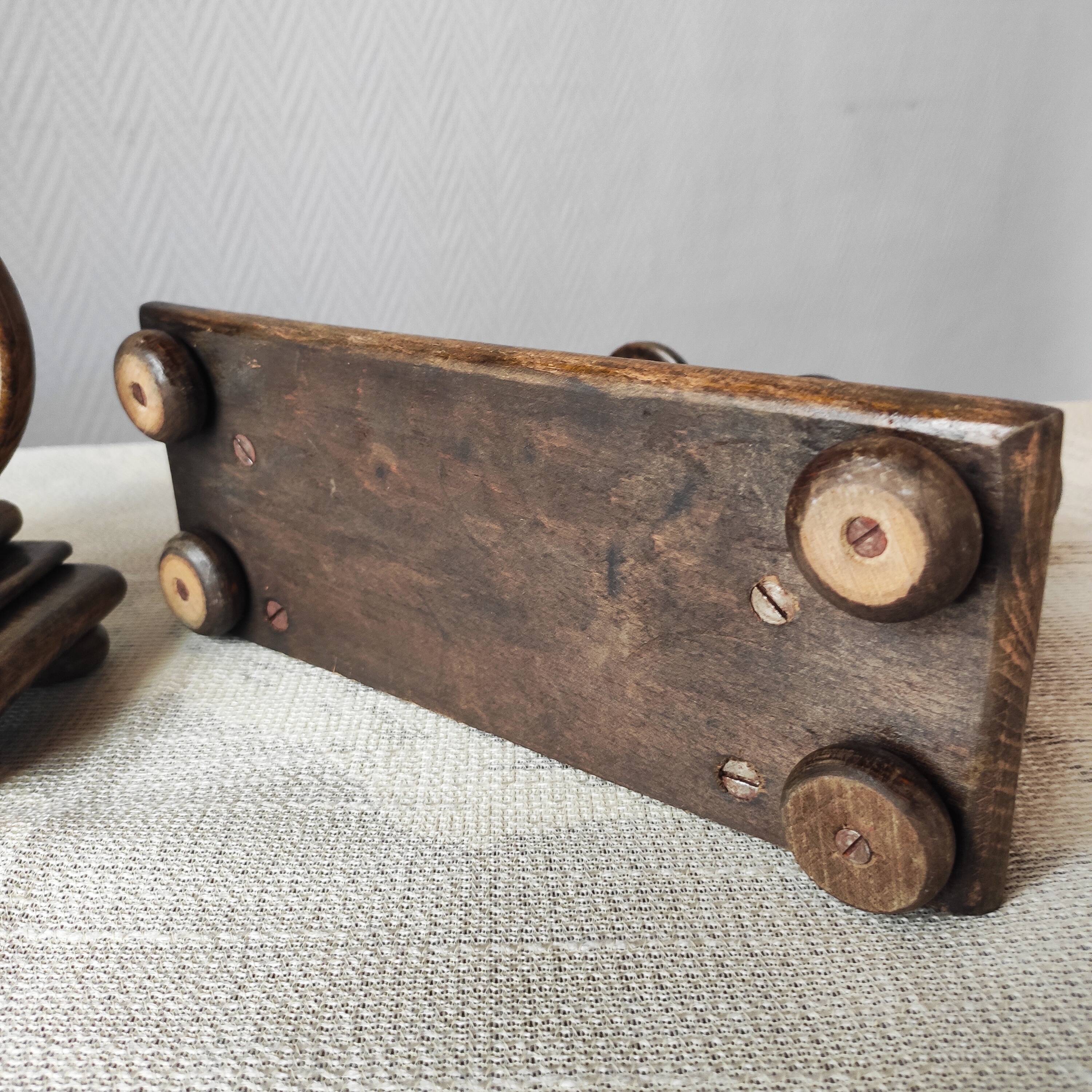 Brutalist turned wood candlestick holders – vintage 50s-60s