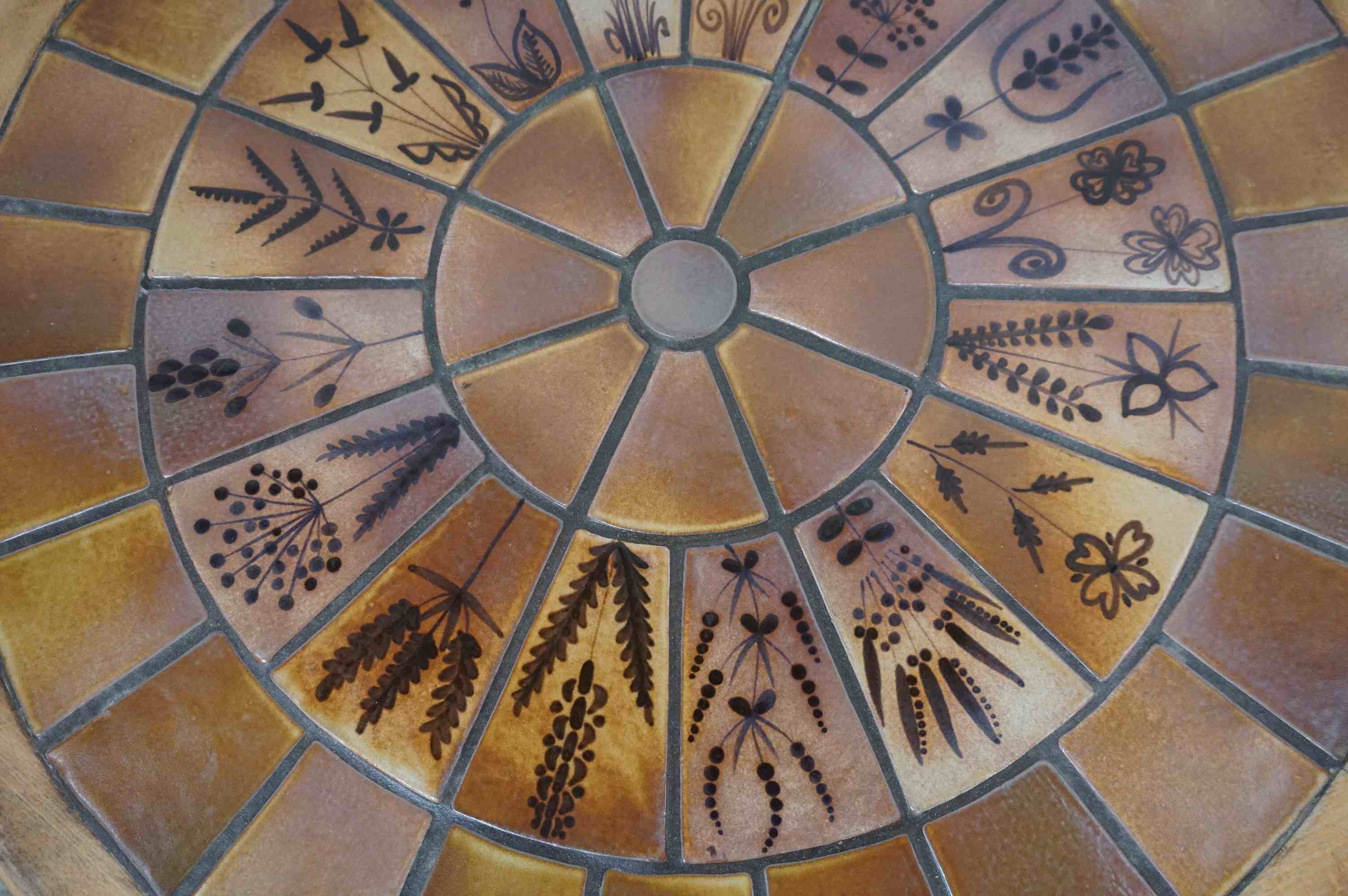 Brutalist ceramic and wood coffee table