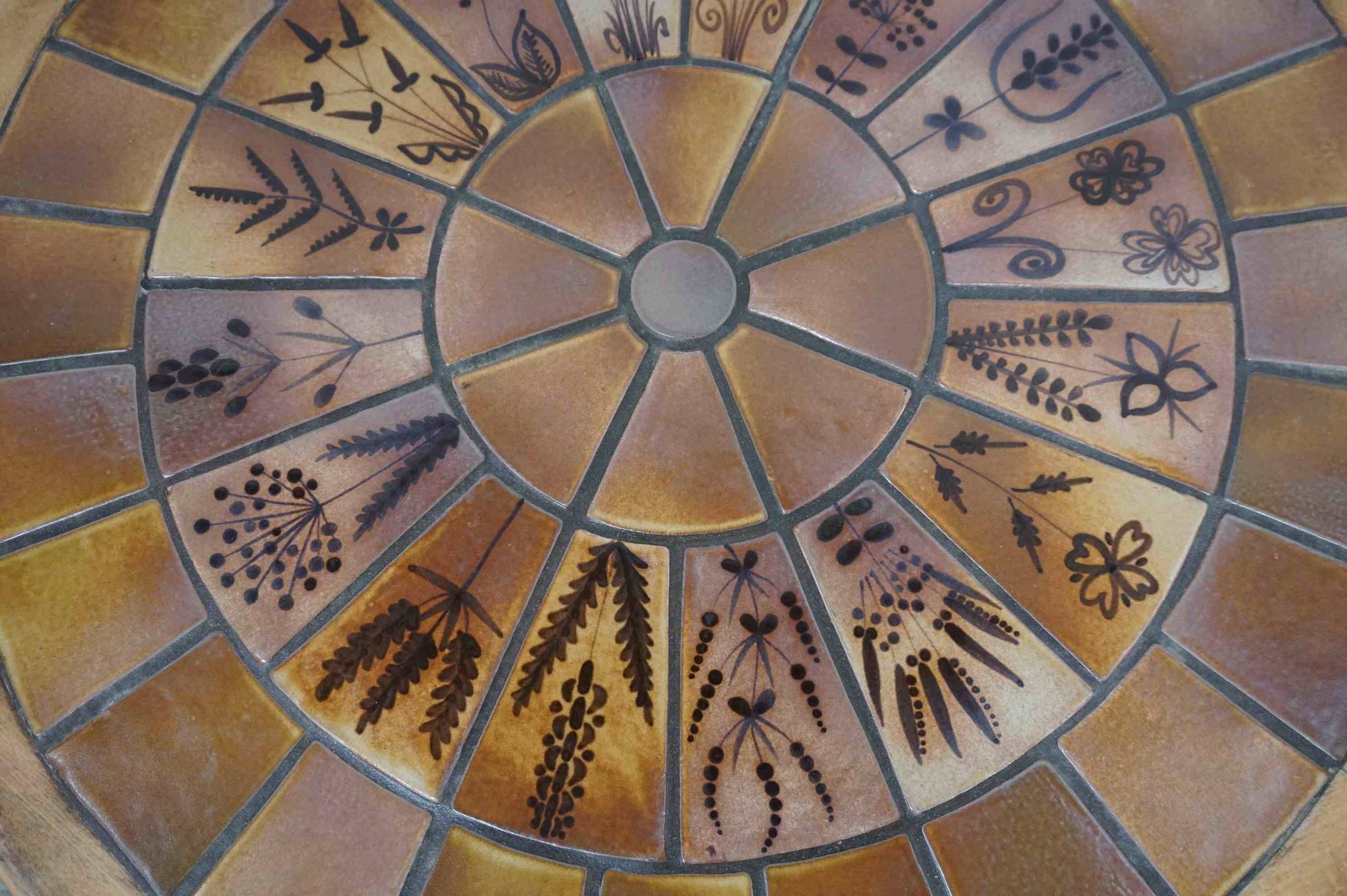 Brutalist ceramic and wood coffee table