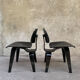 Pair of DCW chairs by Charles & Ray Eames in Black for Herman Miller 1950