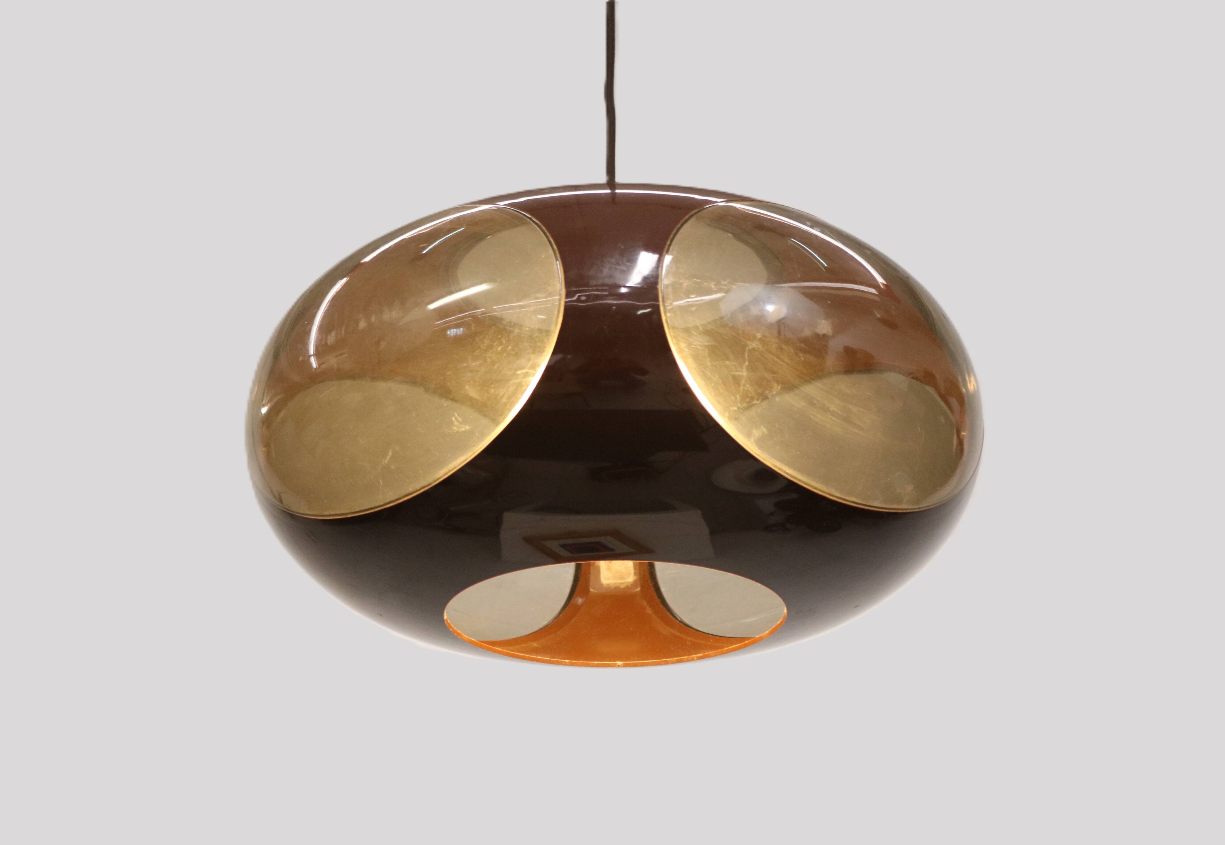 Space age bug eye ufo lamp *** Massive Belgium *** chocolat brown colour **