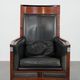 Black cow leather armchair in Art Deco design