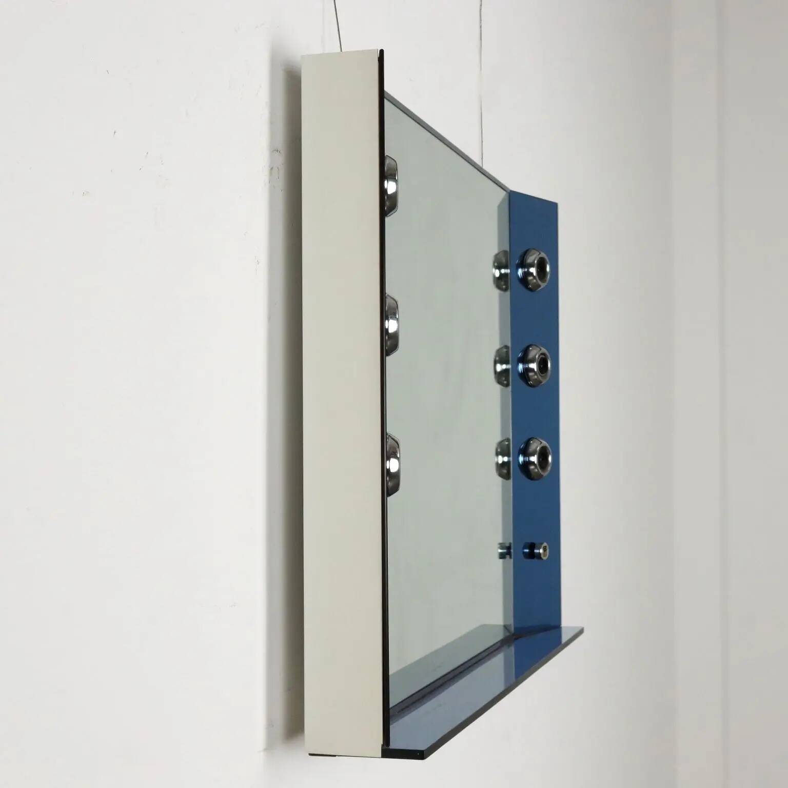Miroir design vintage avec lumières en verre, Italie, années 1960