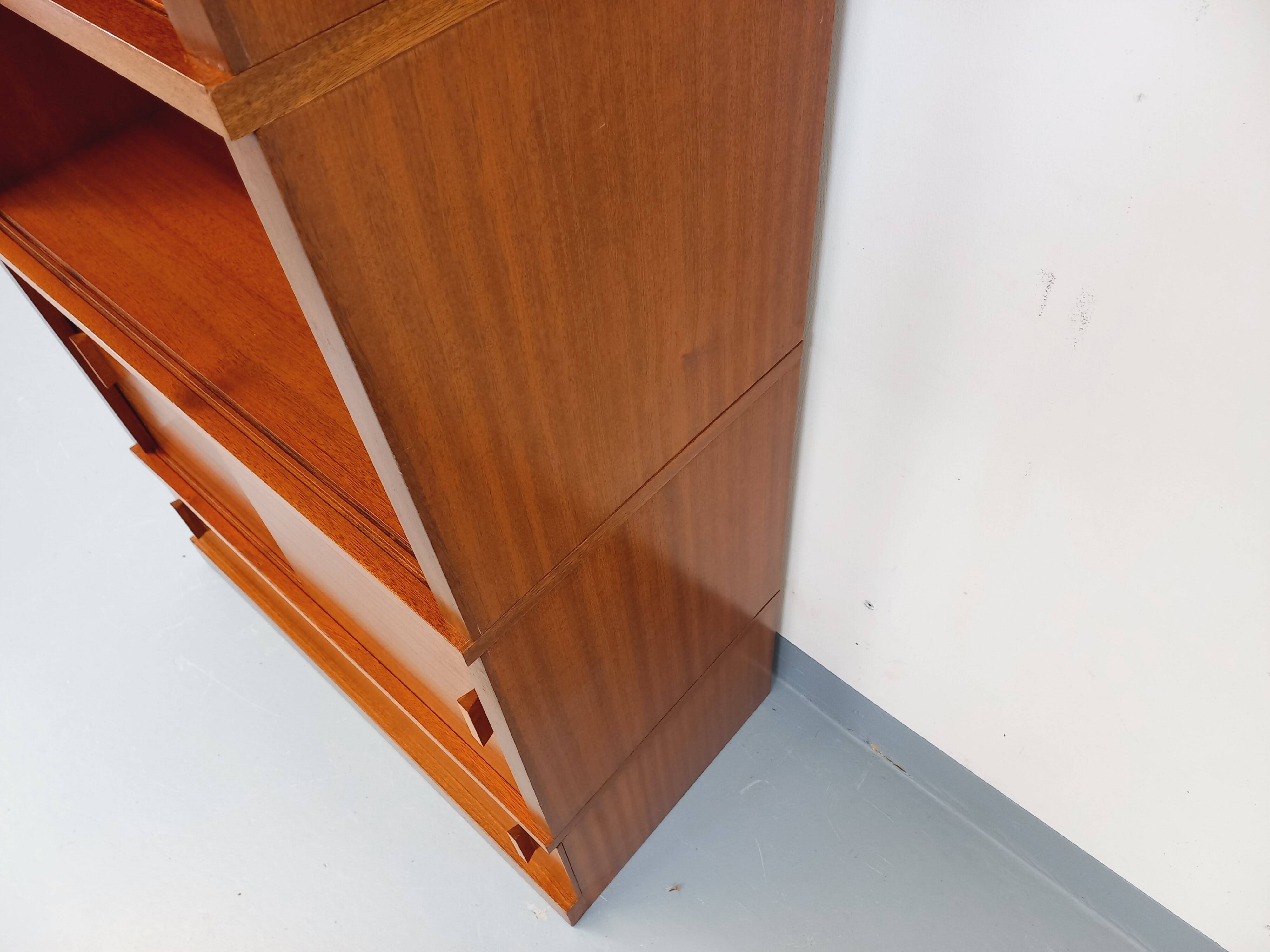 Vintage oak storage bookshelf from the 1960s.