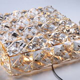 Large gold-plated & crystal glass flush mount light from kinkeldey, 1970s