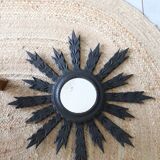 Miroir soleil ancien en bois noire