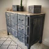 Solid wood crossbow chest of drawers