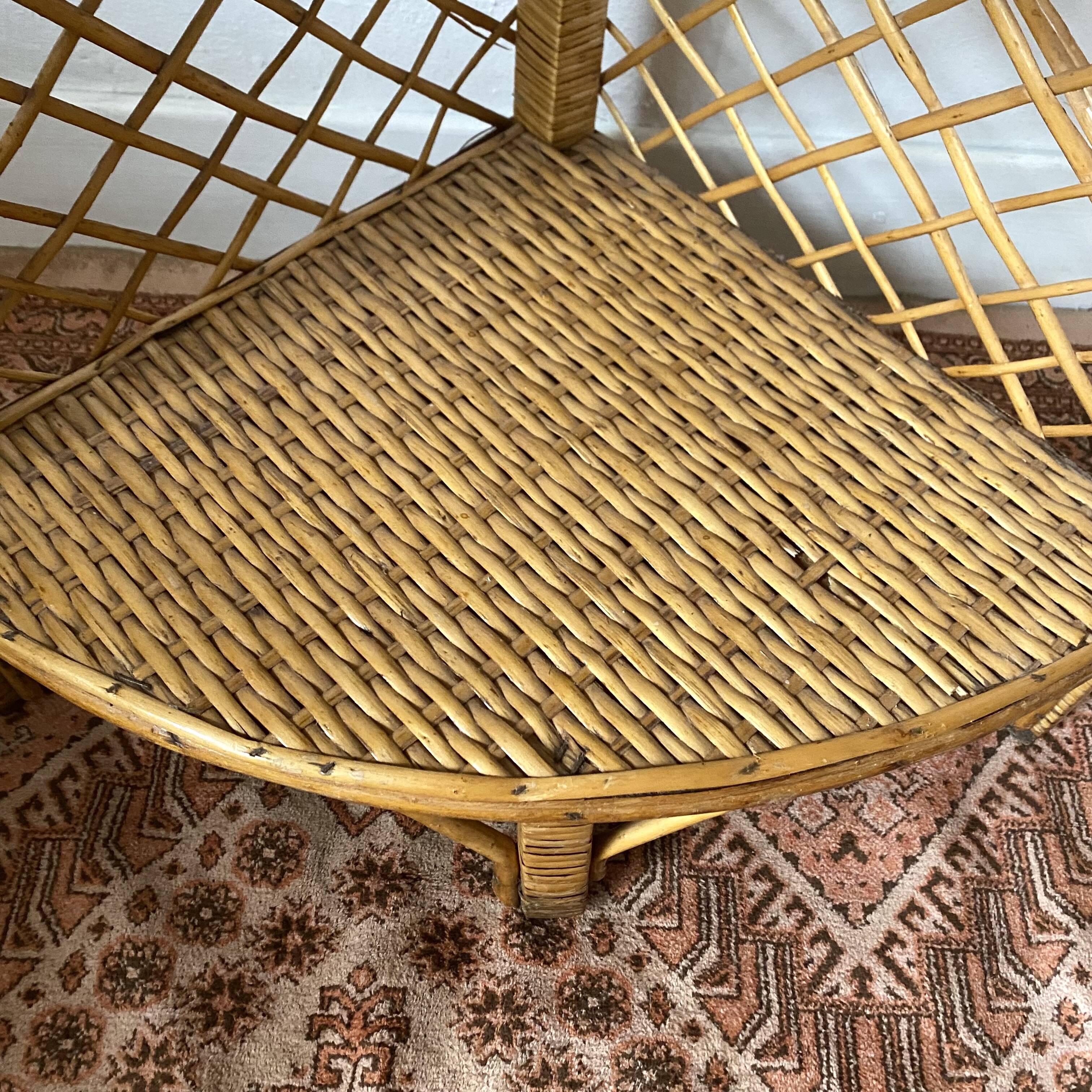 rattan corner shelf from the 60s and 70s