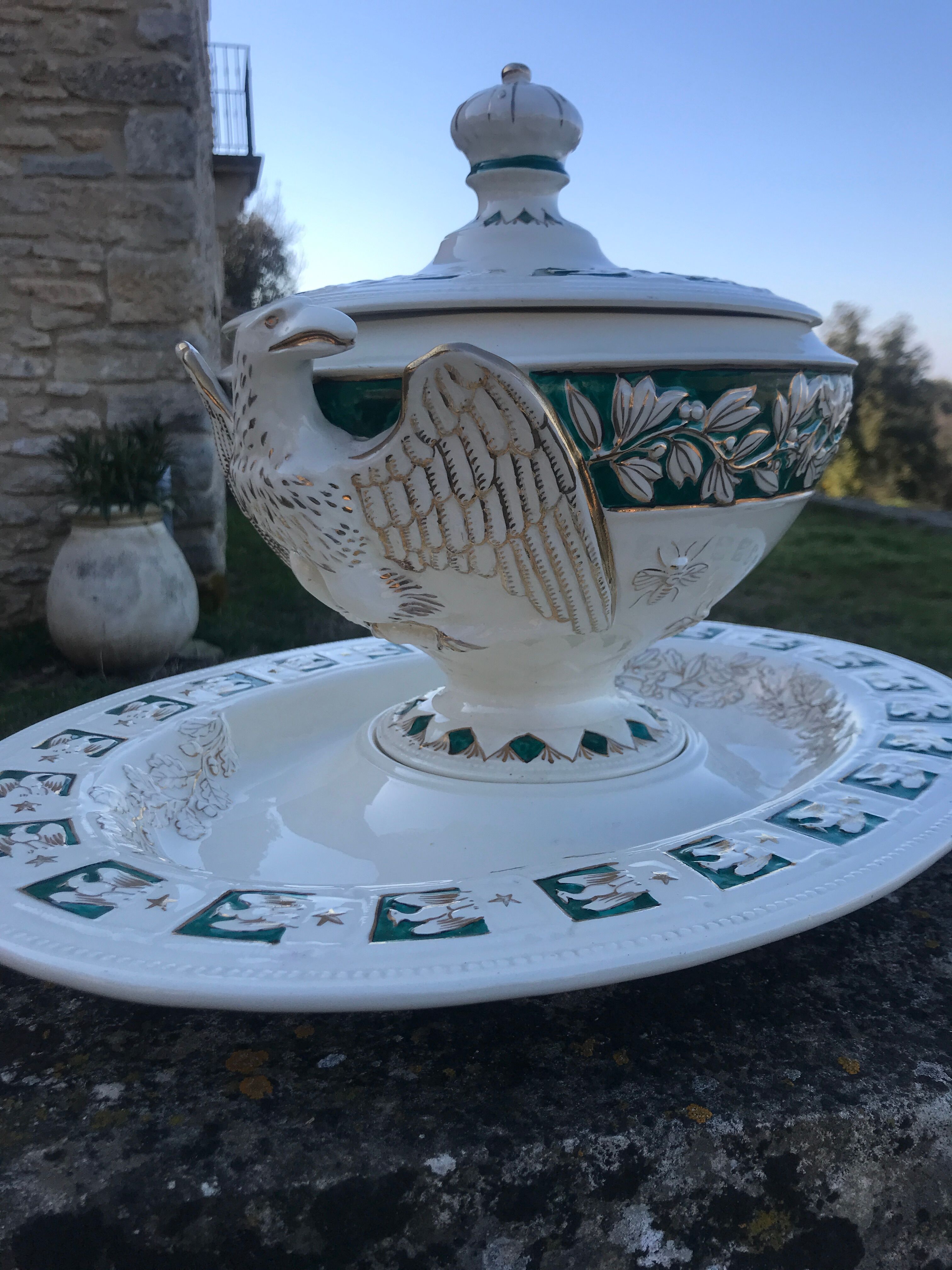 Soup bowl and serving dish empire style