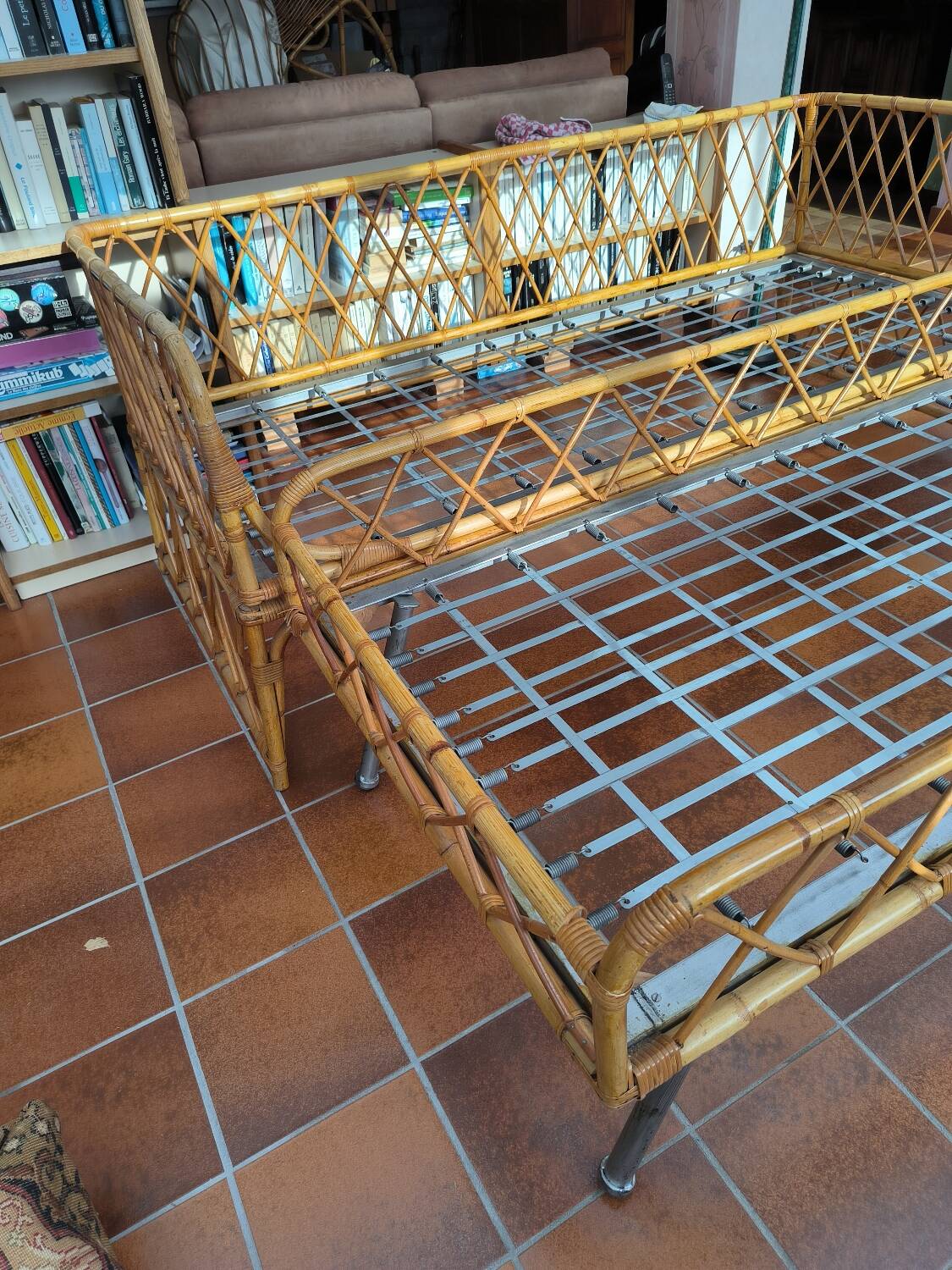 Rattan trundle bed 1960
