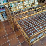 Lit gigogne rotin 1960