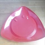 Vintage red plexiglass mirror from the 70s triangular shape
