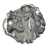 WMF "Woman with Irises" No. 290 Art Nouveau openwork tray, silver-plated metal, ca 1906