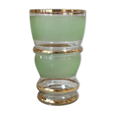 Green granite glass vase and vintage gilding 1950 art deco style