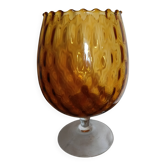 Vintage amber glass vase on foot - tealight holder