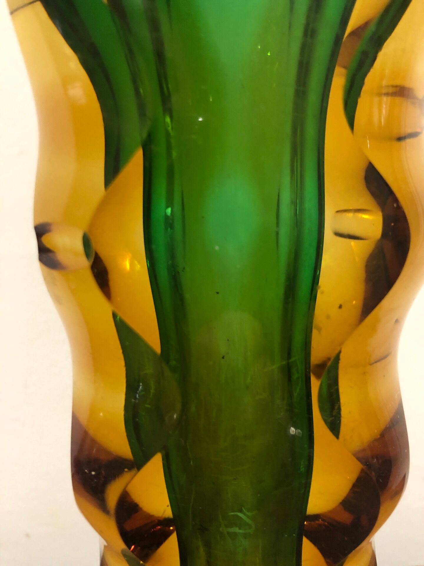 green and orange Murano vase
