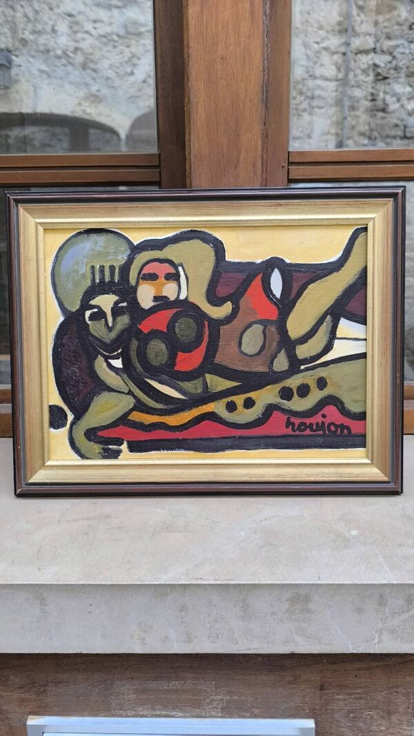Huile sur carton par Guy Rougon 1970