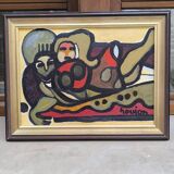 Oil on cardboard by Guy Rougon 1970