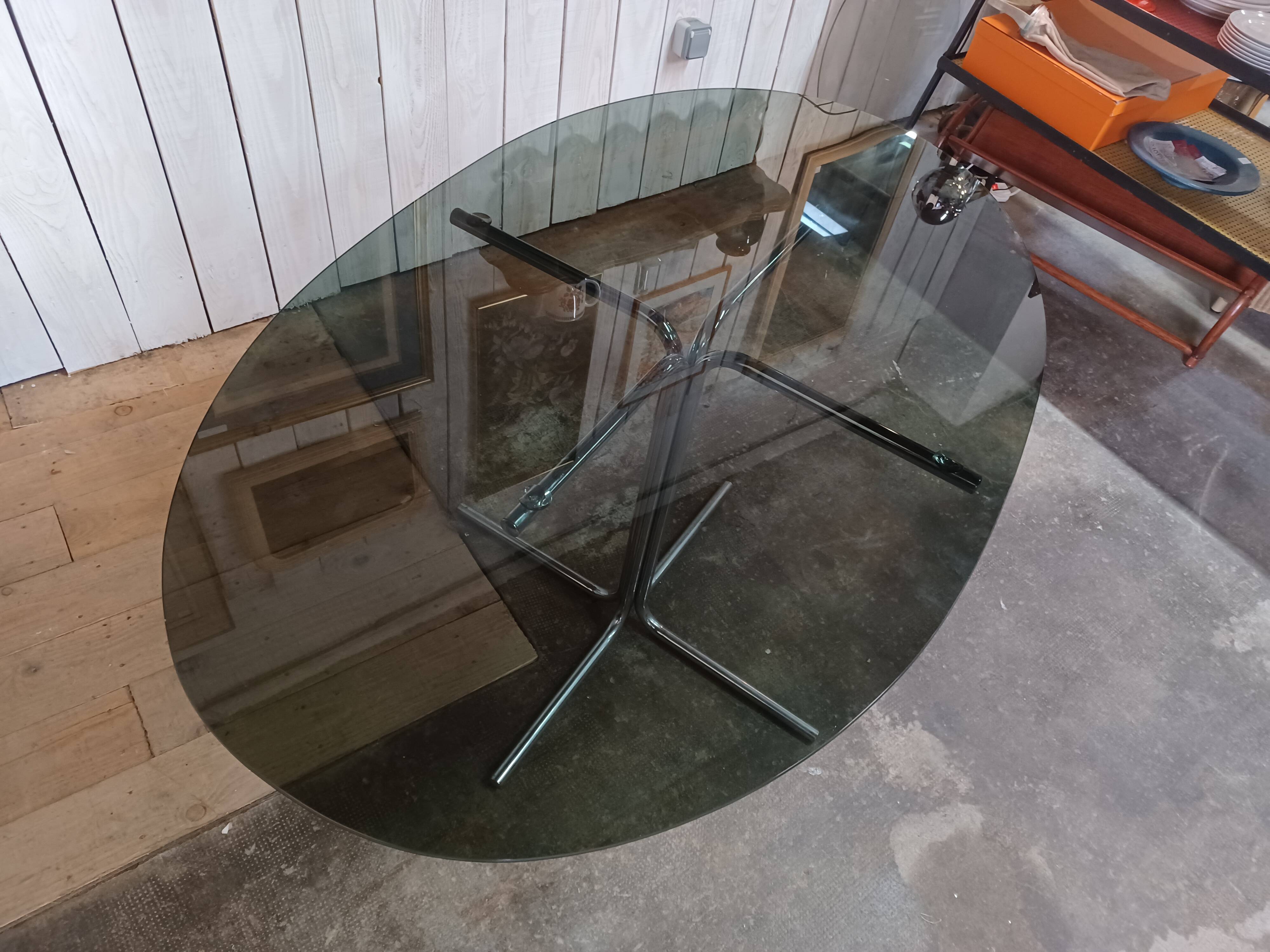 70's smoked glass table