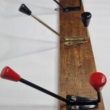 Vintage coat rack, three double tricolor hooks, 50-60s, 53 cm