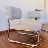 Pair of mid century armchairs / fireside chairs in French terry fabric