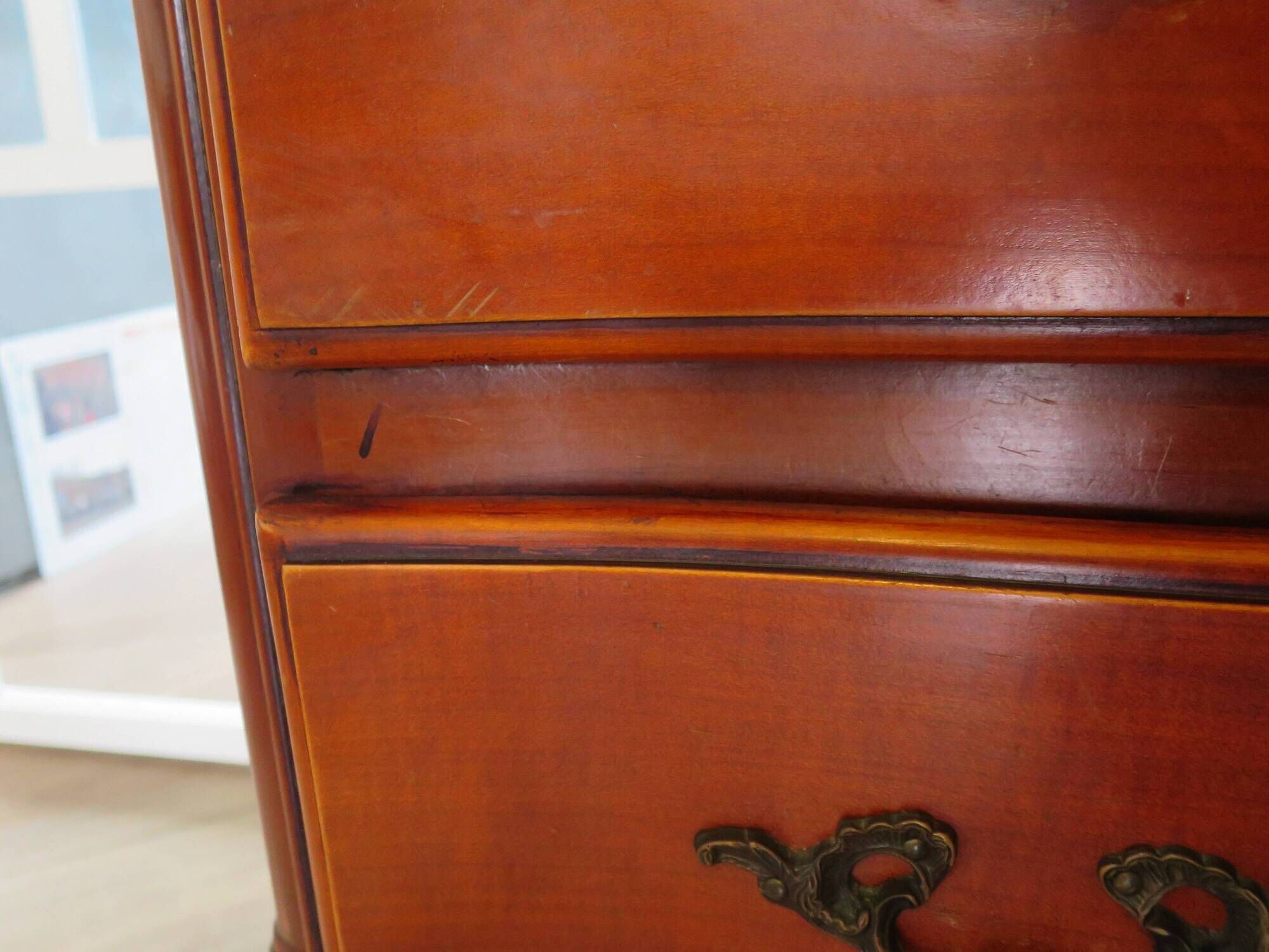 3-drawer chest of drawers in Louis XV style cherry wood, 1980s