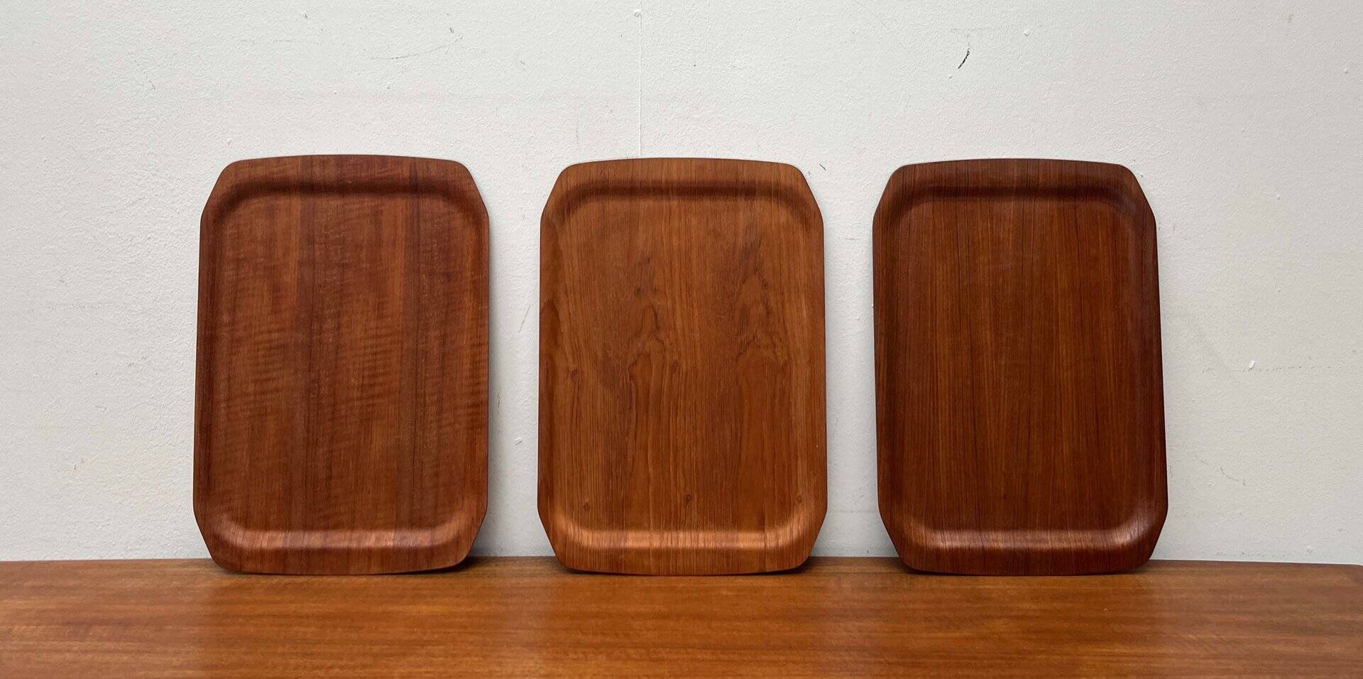 Teak trays by Langva, mid-century modern, 1960s, set of 3.