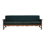 1970s, Danish 4-seater sofa, furniture wool, solid oak wood.