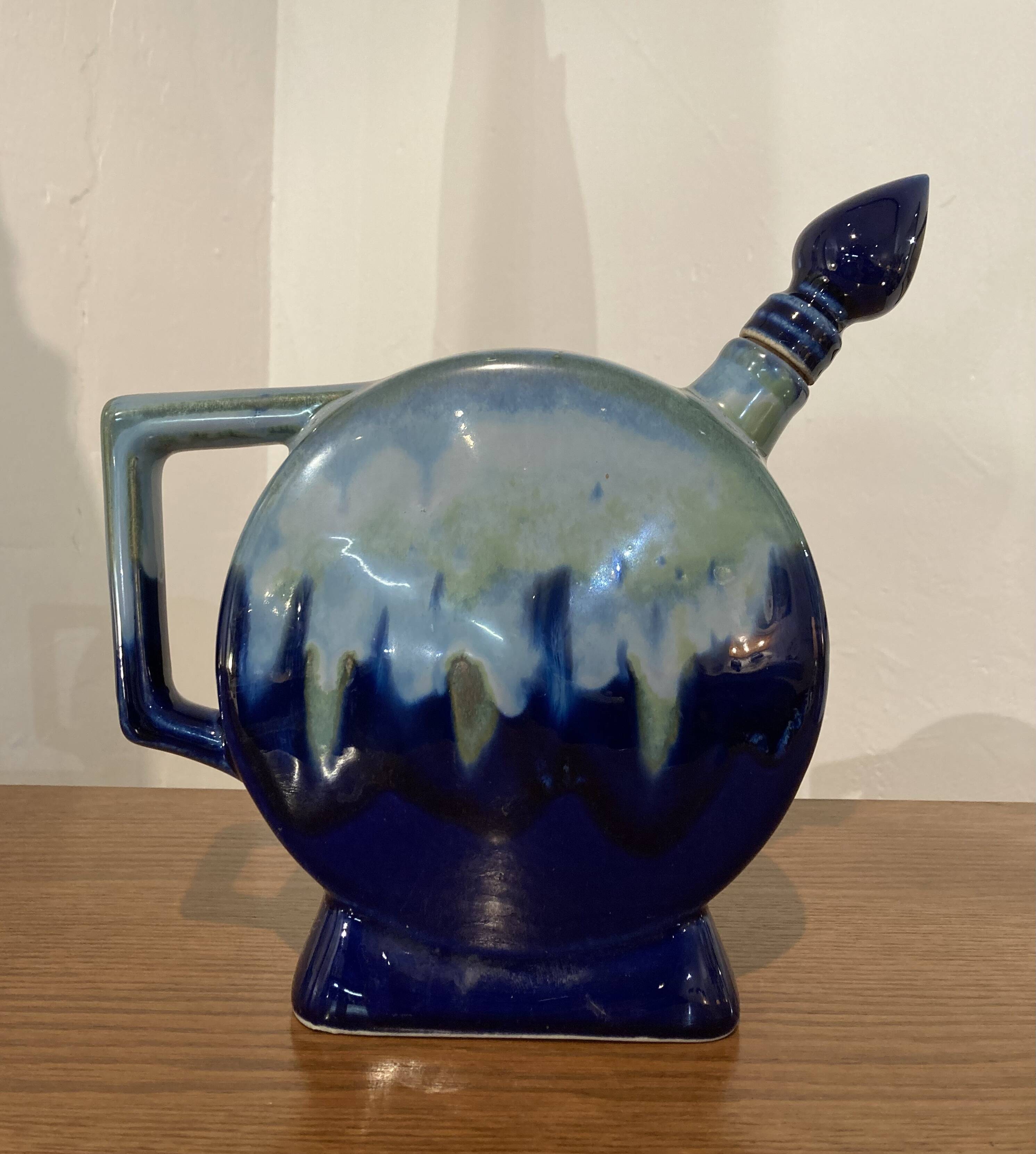 Art Deco flamed stoneware liqueur bottle