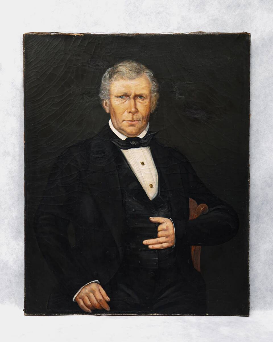19th-century portrait painting of a dashing gentleman in black