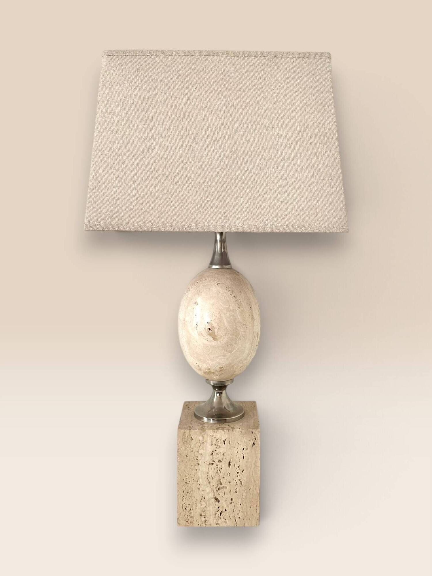 Travertine lamp by Philippe Barbier