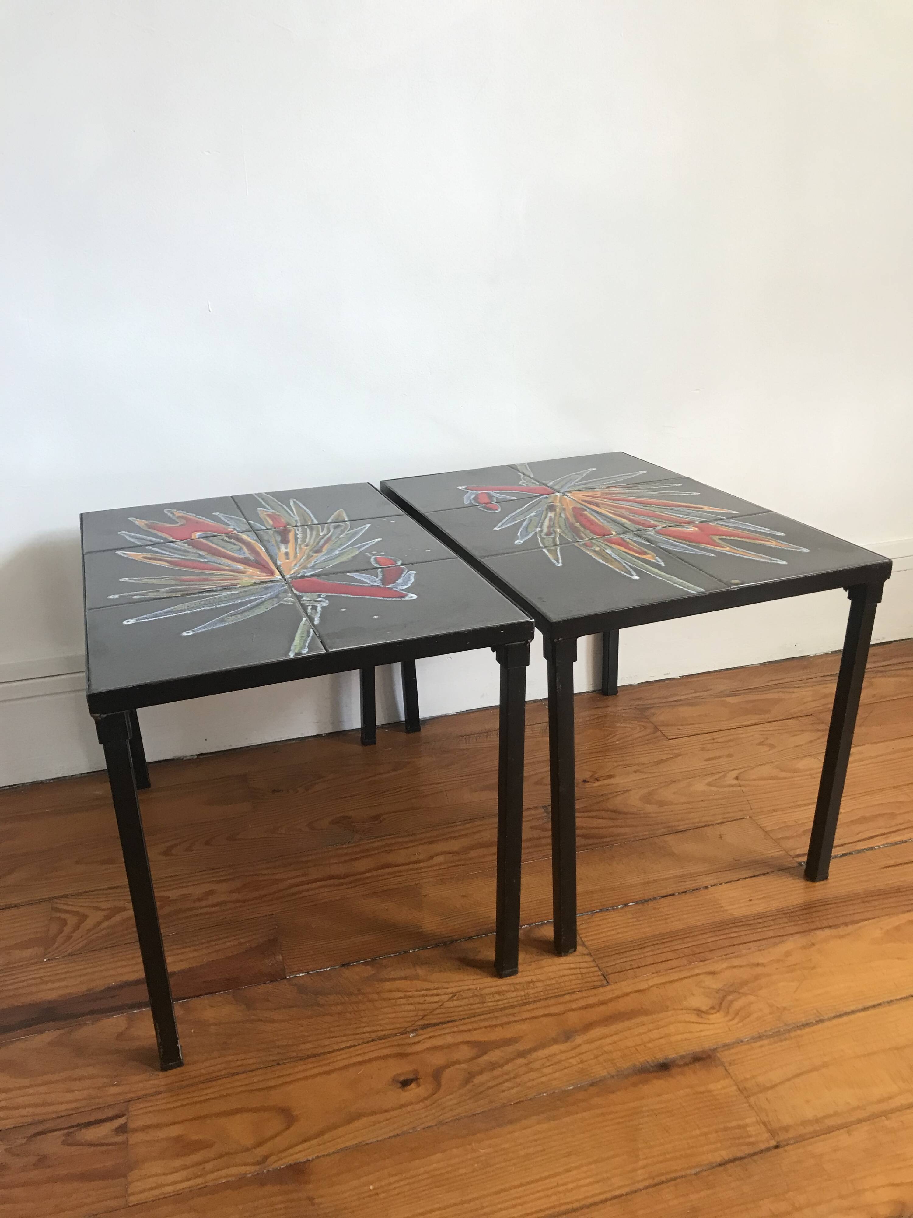 Pair of ADRI Belgium ceramic coffee tables