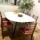 Set of 5 vintage chairs - Beech wood - Faux leather - 1950s