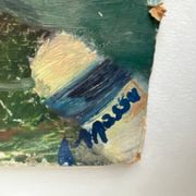 Oil painting on cardboard "Knitting"