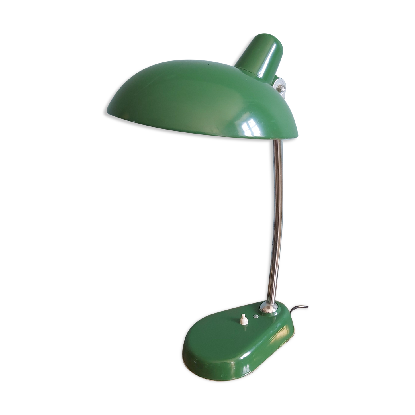 Large vintage desk lamp (50cm) in green lacquered metal, 70s