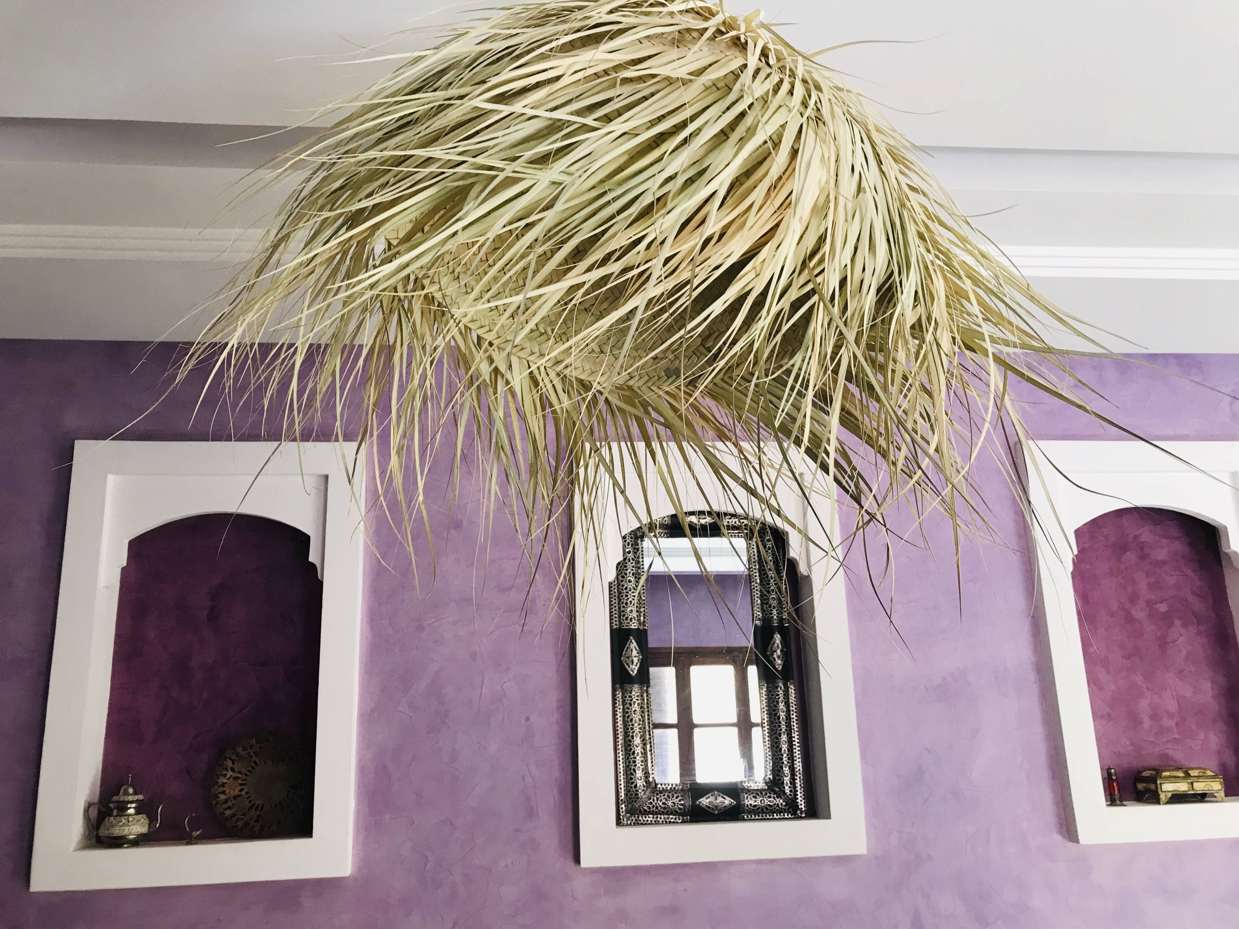 Bohemian straw pendant light 40cm - Ball, Wicker lampshade