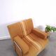 1970s retractable lounge chair in brown stripes with chrome tube frame.