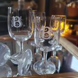 Set of 70s stemmed glasses