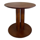 Petite table basse art déco en bois rond vintage