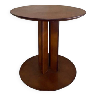Small vintage round wooden art deco coffee table