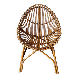 Italian 1960s original rattan egg armchair