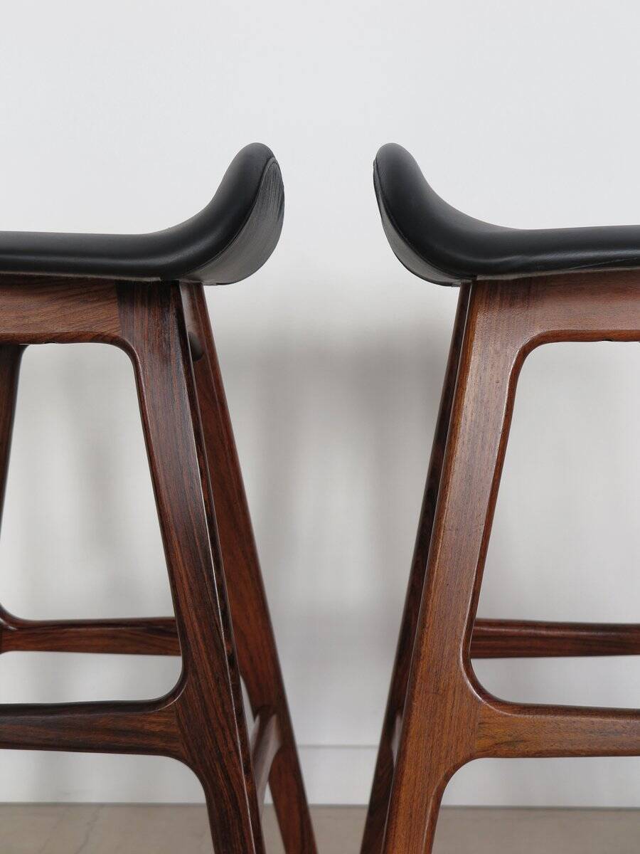 Scandinavian Bar Stools by Erik Buch, 1960s, Set of 2