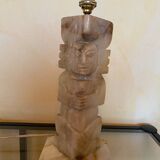 Carved onyx lamp – Pre-Columbian/Aztec style – Vintage